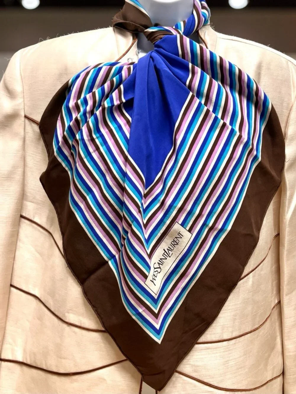 Yves Saint Laurent YSL 100% Silk Satin Scarf 30